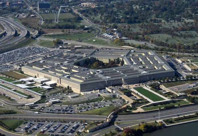 Aerial view of the Pentagon building and surroundings.