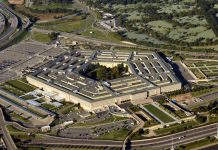 Aerial view of the Pentagon building and surroundings