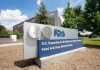 FDA building sign with blue sky background