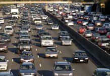 Heavy traffic on a multi lane highway