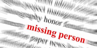Text graphic highlighting 'missing person' in red among blurred words