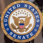 HALT Fentanyl Act Passed by the Senate US Senate emblem with microphones in background.