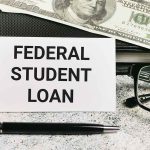 Federal Student Loan label with cash and glasses