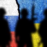 Marco Rubio Issues Stark Warning Regarding Peace Talks Silhouetted soldiers with Russian and Ukrainian flag backgrounds.