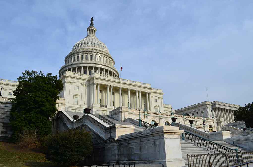 United States Capitol building with stairway view