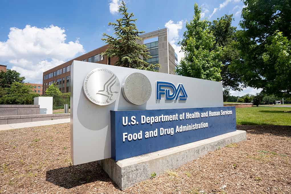 FDA building sign with blue sky background
