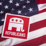 Plot to OUST Trump? Johnson Issues DIRE Warning Republican symbol on American flag background