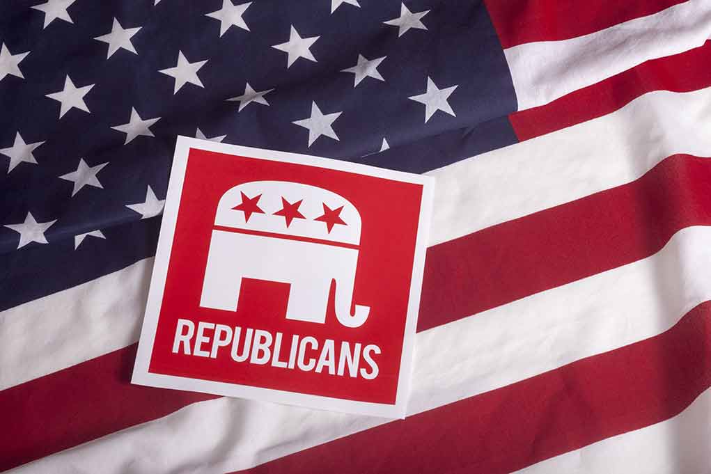 Republican symbol on American flag background
