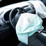 Deployed airbags in car's interior