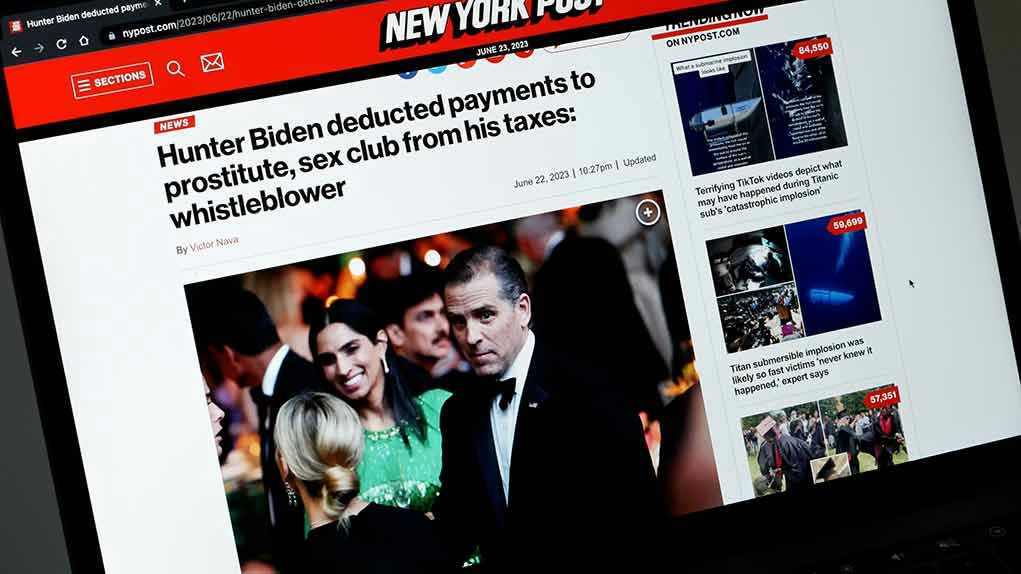 2321830985 New York Post headline about Hunter Biden's tax deductions