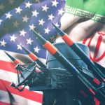 Iran Threatens Showdown: Trump Corridor Sparks Fury Iran and USA flags with missile launcher