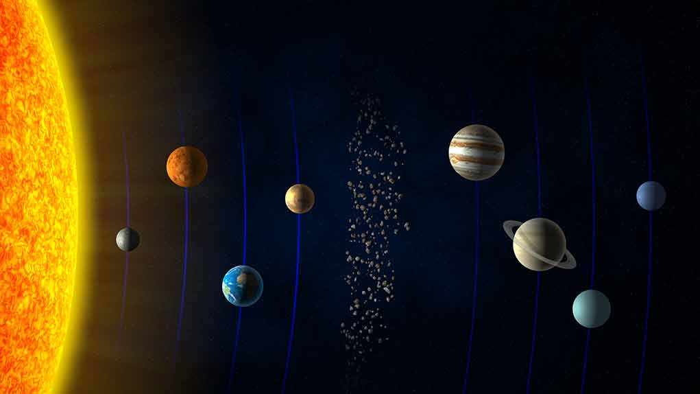 shutterstock_177540725.jpg Illustration of the solar system with the sun and planets