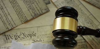 Gavel on US Constitution with Second Amendment text