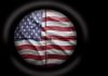 View of the American flag through a sniper scope