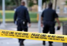 Deadly Hit-And-Run Ignites Border Firestorm Police officers walking past caution tape at a crime scene