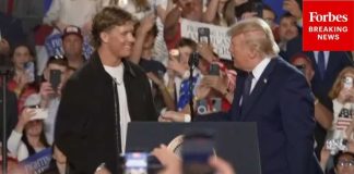 WATCH: Giants Quarterback Jaxson Dart Introduces President Trump At Rally In New York