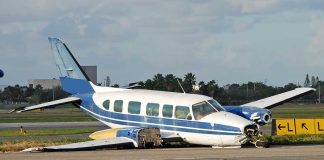 Raúl Castro’s Dark Past Resurfaces—Indictment Looms! Damaged blue and white small airplane on an airport runway