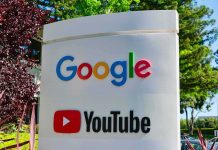 Google and YouTube logos on an outdoor office sign