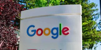 Google and YouTube logos on an outdoor office sign