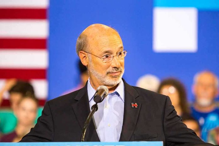 Man speaking at a podium with microphone