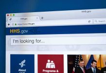 Web browser showing HHS.gov homepage with search bar