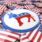 Midterm Panic: Biden Brand Goes Dark Democratic donkey symbol on a campaign button