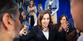 Abdul El-Sayed’s Gaza Rift With Kamala Harris Tests Alliance Kamala Harris speaks to a crowd as Maya Harris stands nearby