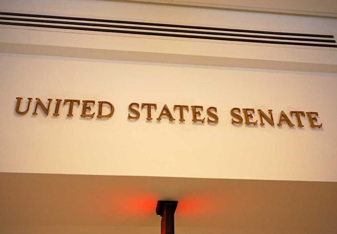 Sign displaying United States Senate in a government building