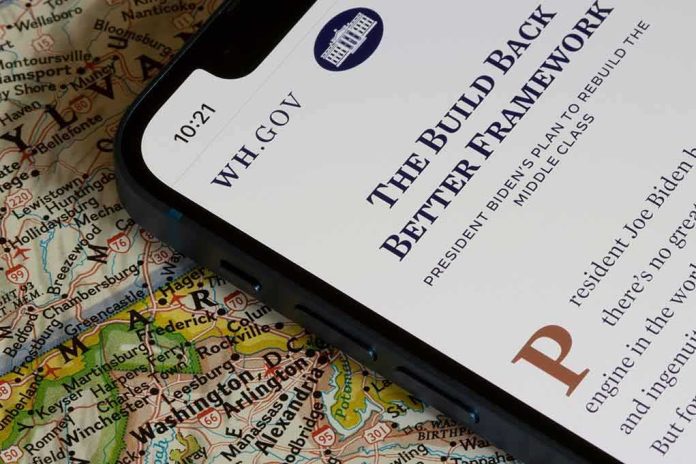 Smartphone showing a government webpage on a paper map