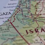 Map close-up of Gaza and southern Israel