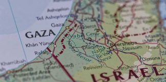 Ben Gvir’s Gaza Push Stuns Lawyers Map close-up of Gaza and southern Israel