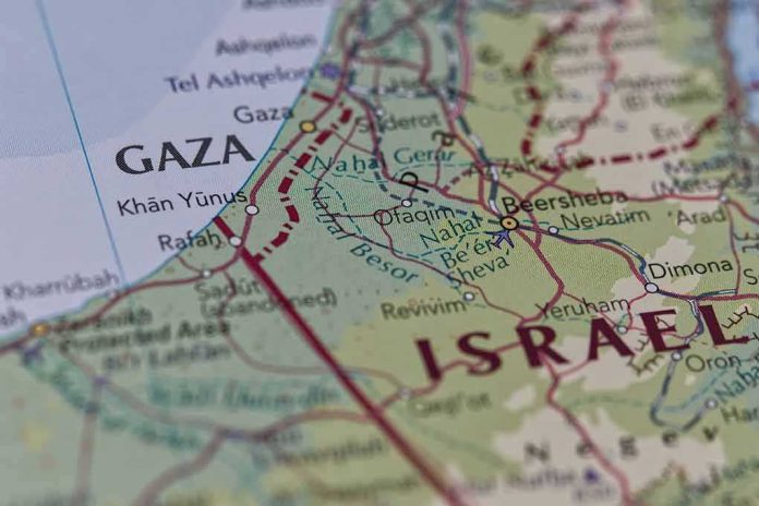 Map close-up of Gaza and southern Israel