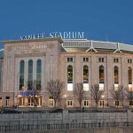 Stadium Stunner On 9/11 Night At MLB Game Yankee Stadium exterior at dusk