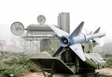 surface-to-air missile on a mobile launcher
