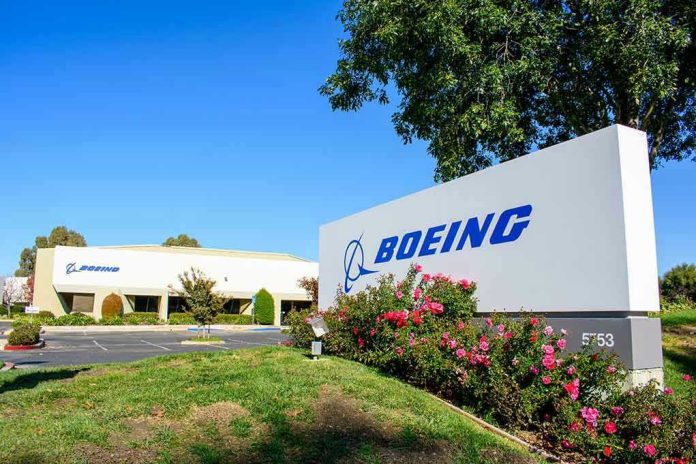 Boeing office building with signage and landscaping.