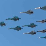 Germany Is REARMING and Sending Troops East A formation of military jet fighters flying in a clear blue sky